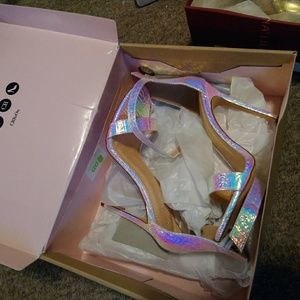 Iridescent stappy heels